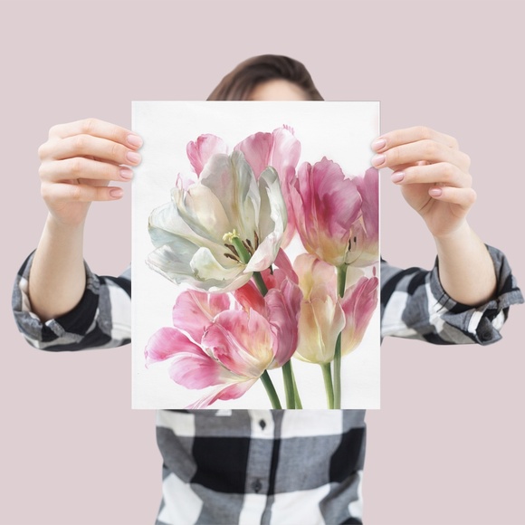 Watercolor Tulips Wall Art Illustration Print Poster Unframed - Picture 3 of 6